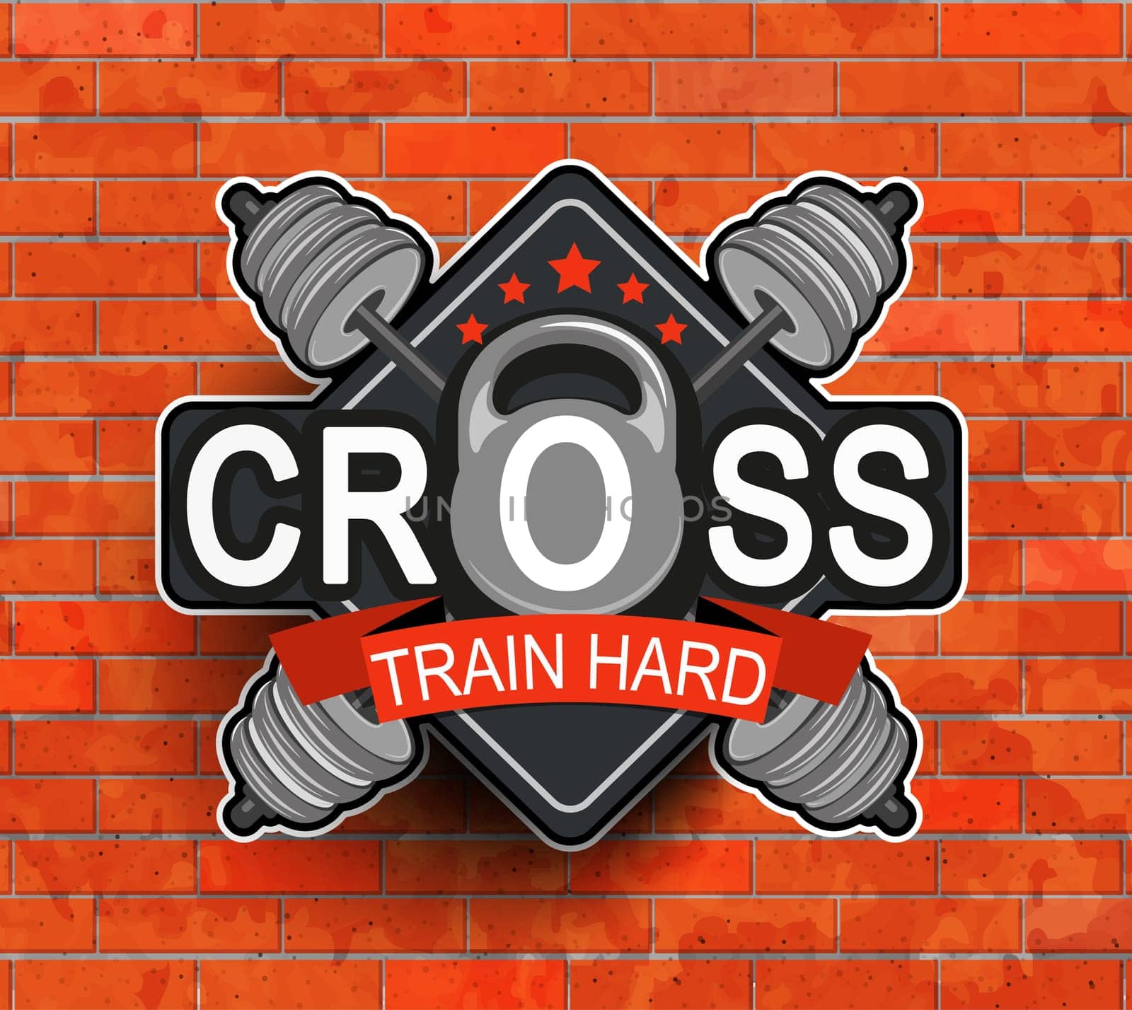 Retro styled fitness emblem, label, badg, logo and fitness gym designed elements for your projects, prints, cards, invitations. Sport illustration, Vector.