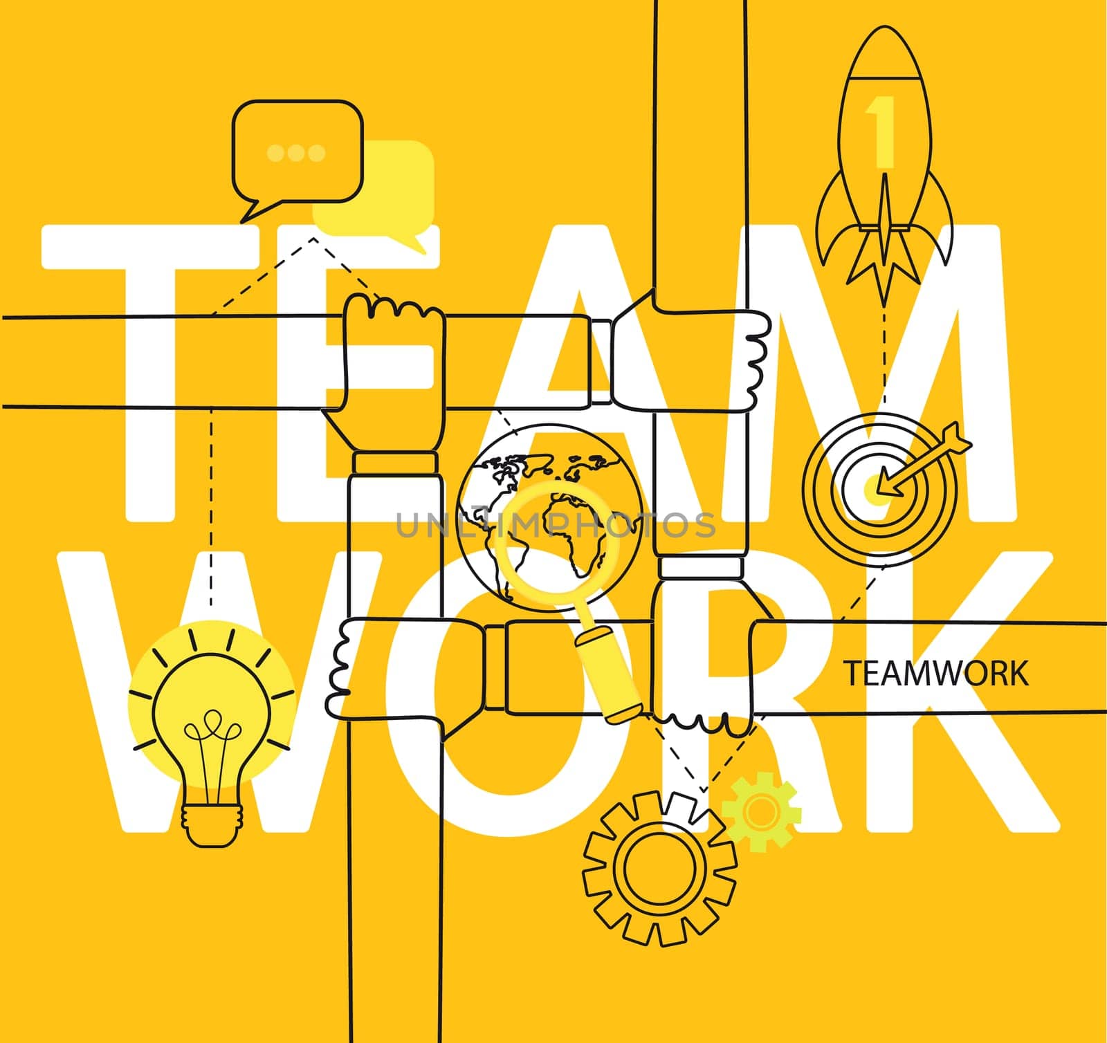 Modern thin line icons set infographic of teamwork concept. For web, internet, mobile apps, interface design. Vector illustration.