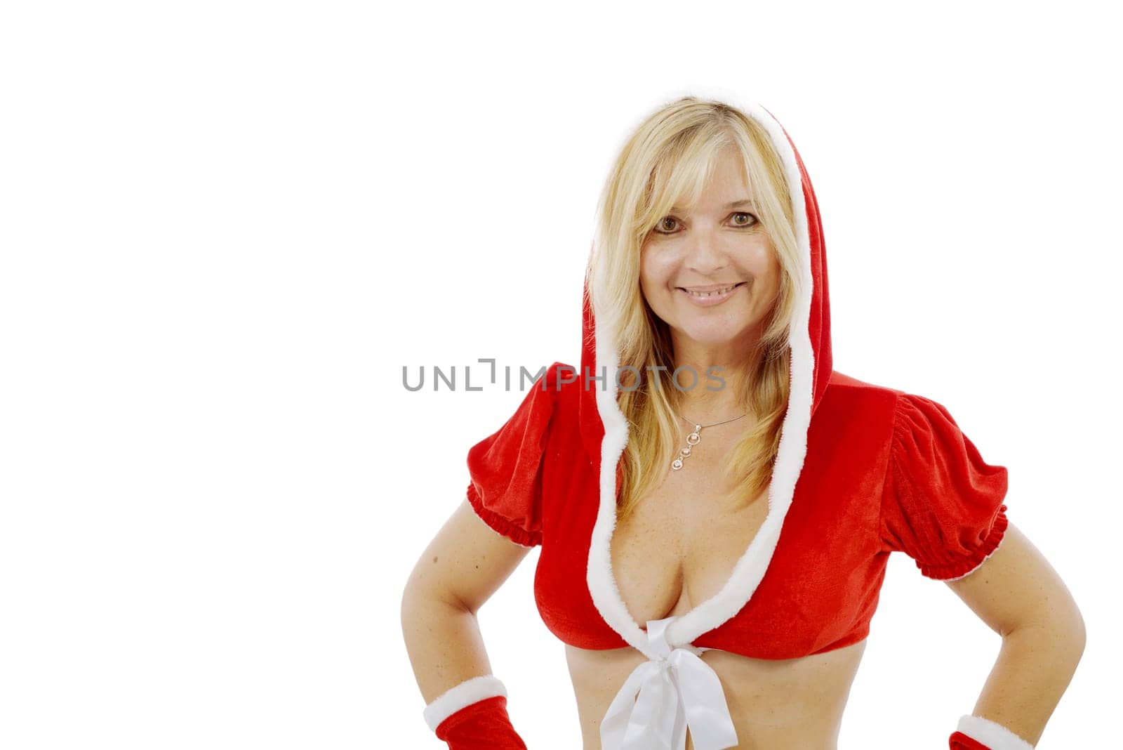 a beautiful sexy woman wearing santa claus clothes