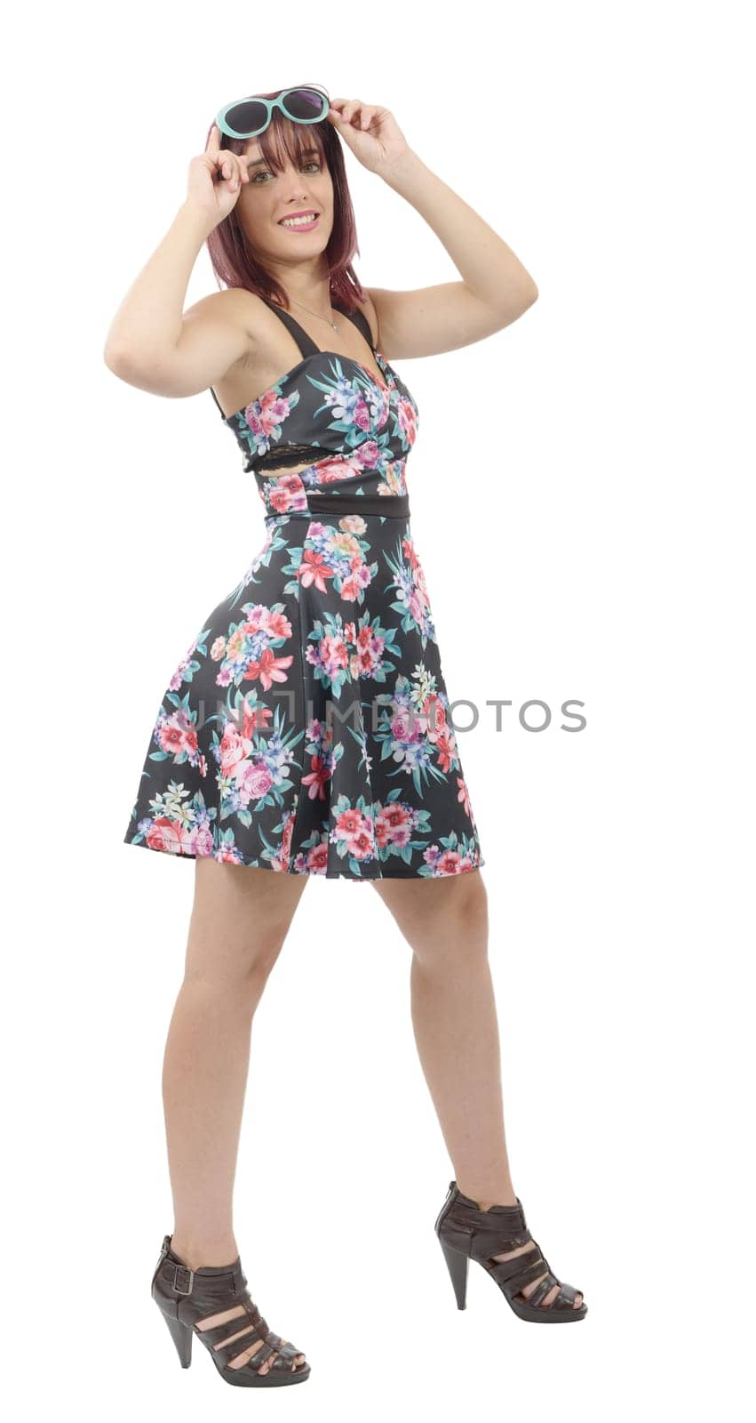 a beautiful young woman with a floral dress