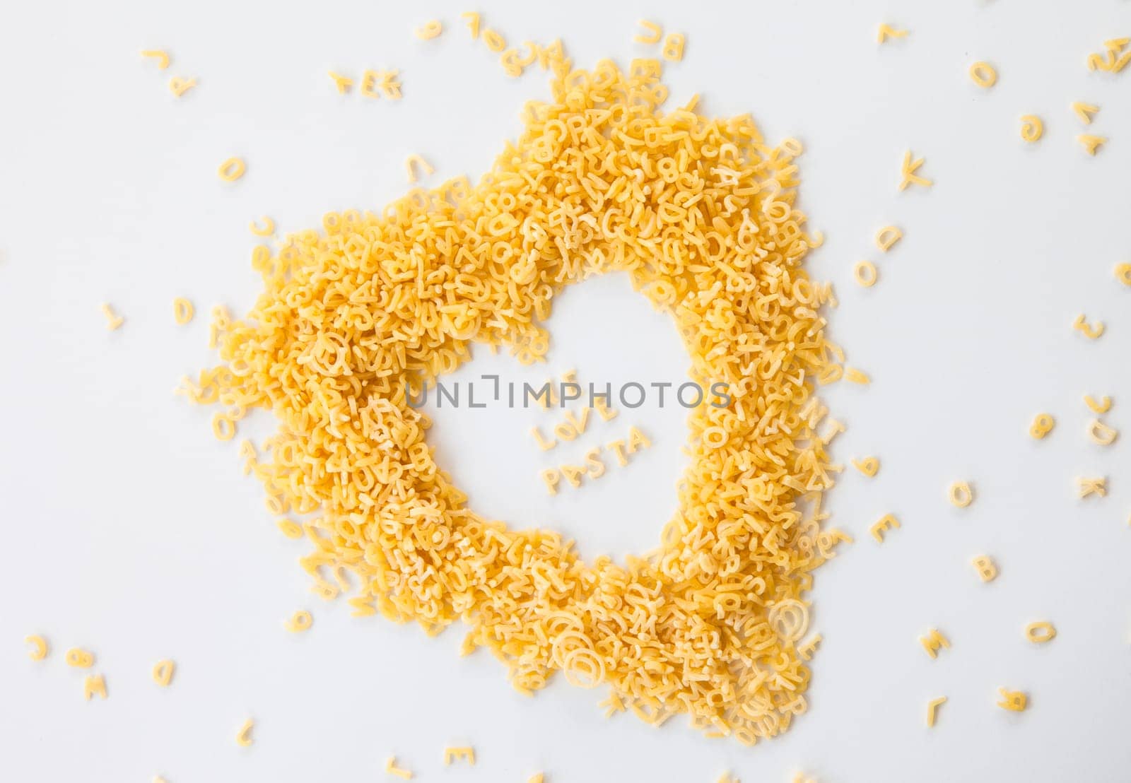 We love pasta written in heart shape with noodles