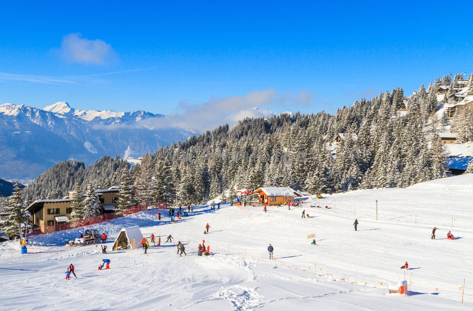 Winter sports in the mountains. Switzerland,winter landscape.