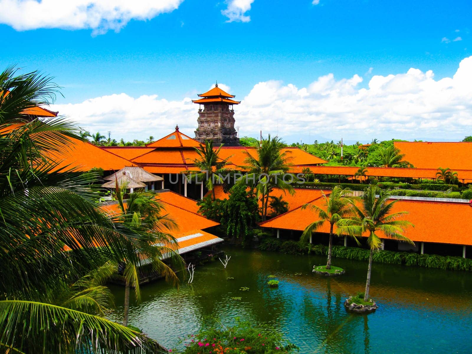 Bali, Indonesia - December 25, 2008: The Lagoon and park in Ayodya Resort Bali at Nusa Dua, Bali, Indonesia