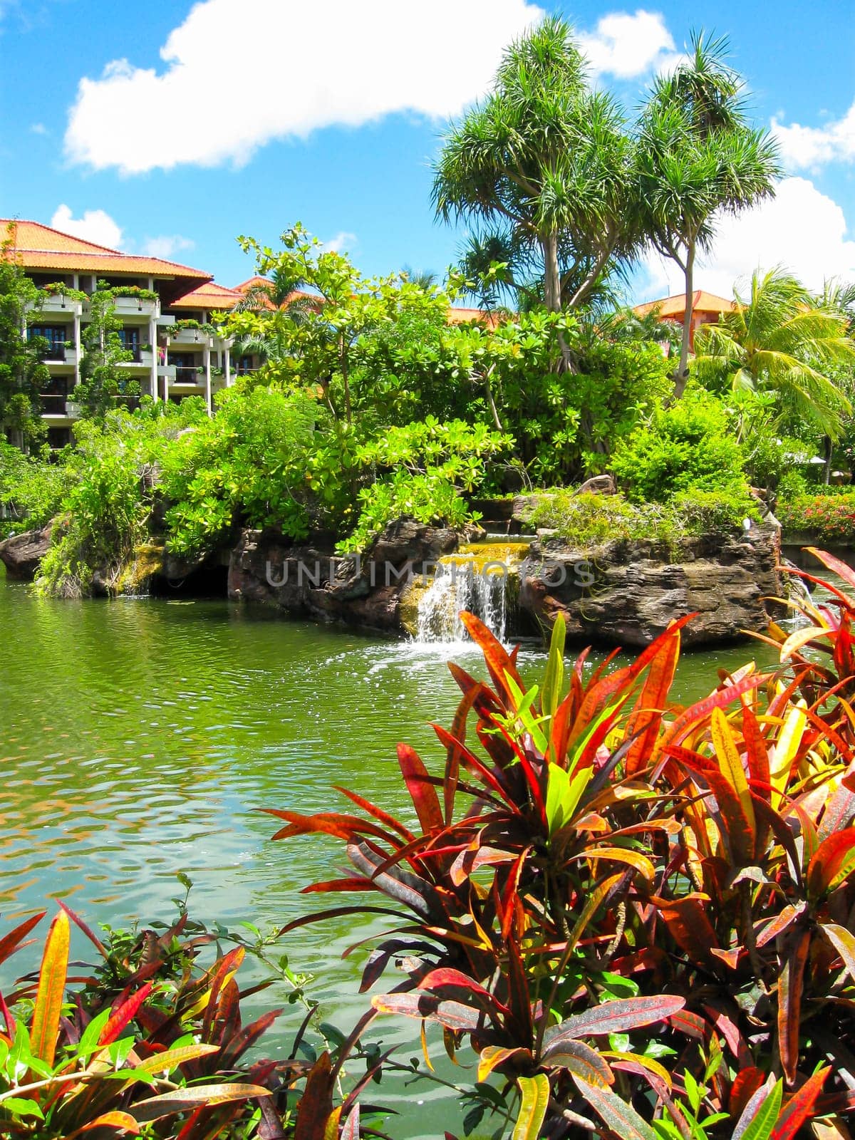 Bali, Indonesia - December 25, 2008: The Lagoon and park in Ayodya Resort Bali at Nusa Dua, Bali, Indonesia