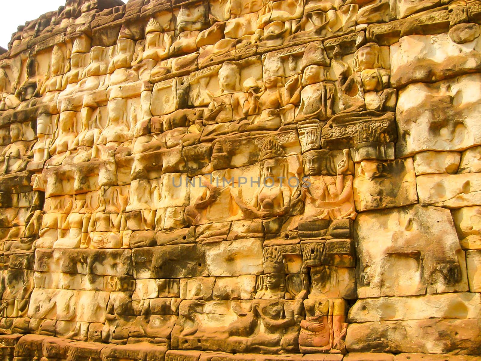 The Temple Terrace of Elephants in the Temple City of Angkor near the City of Siem Riep in the west of Cambodia.
