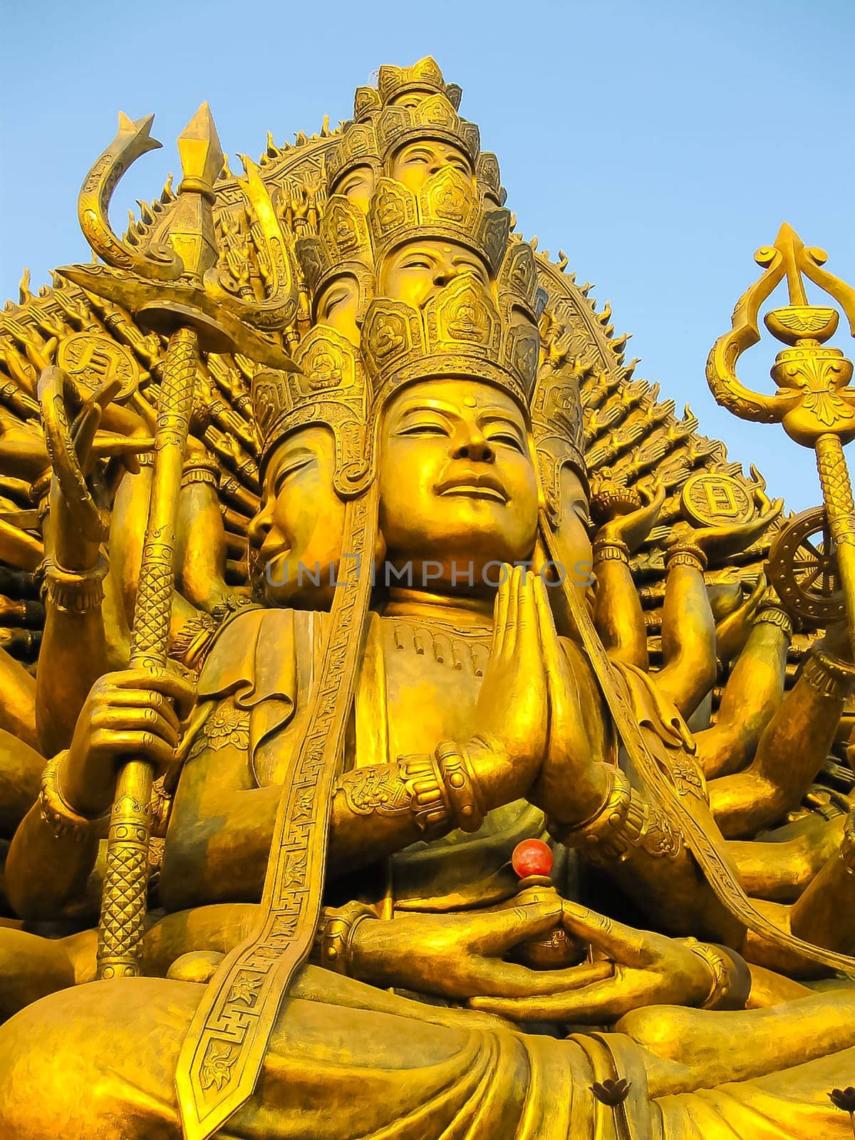 Buddha statue on a blue sky background in Vietnam