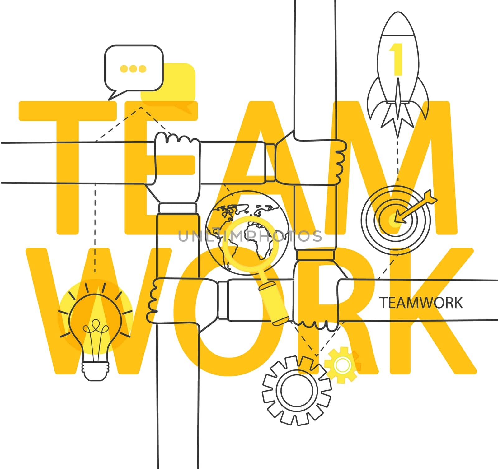 Modern thin line infographic of teamwork concept. For web, internet, mobile apps, interface design.