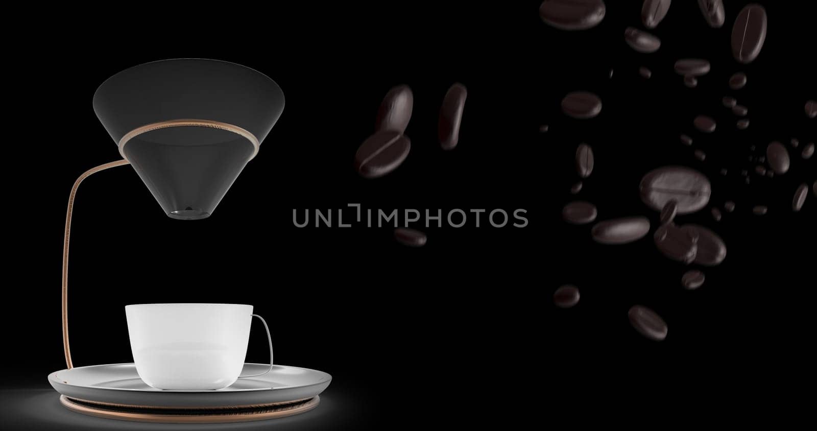3d rendering Coffee cup and coffee beans with nice background color
