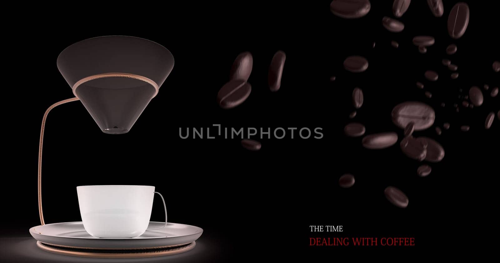 3d rendering Coffee cup and coffee beans with nice background color