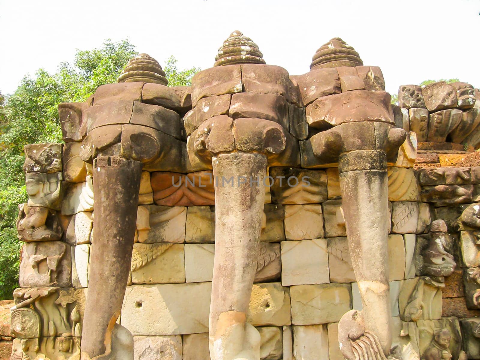 The Temple Terrace of Elephants in the Temple City of Angkor near the City of Siem Riep in the west of Cambodia.