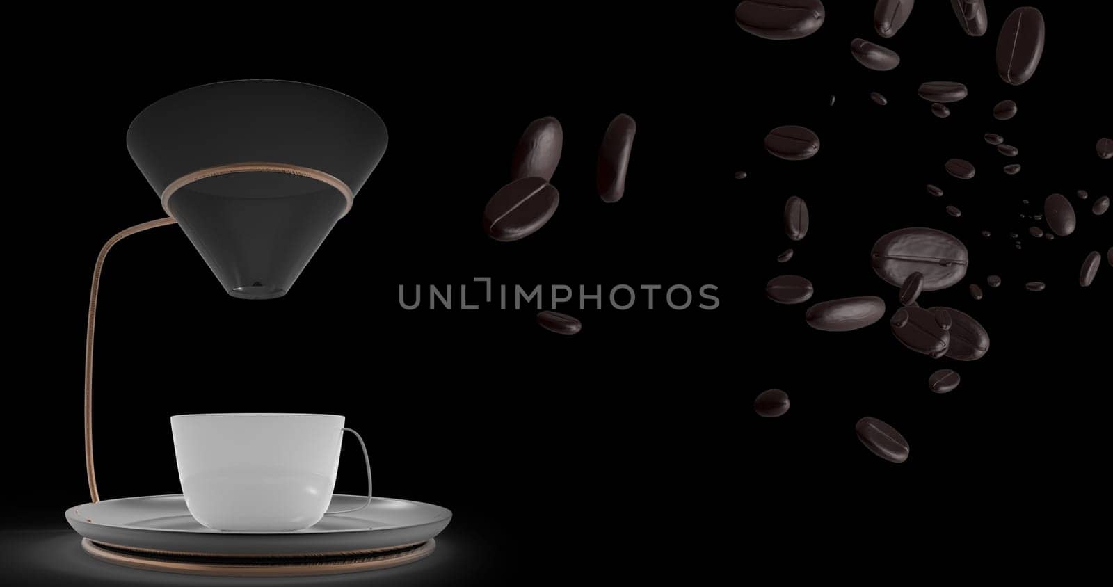 3d rendering Coffee cup and coffee beans with nice background color