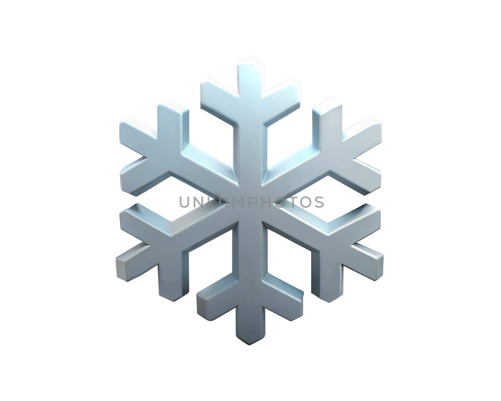 A beautiful 3D icon of a snowflake with a holographic shine, isolated on white background. Perfect for winter, Christmas, and holiday themes in digital design and seasonal graphics.