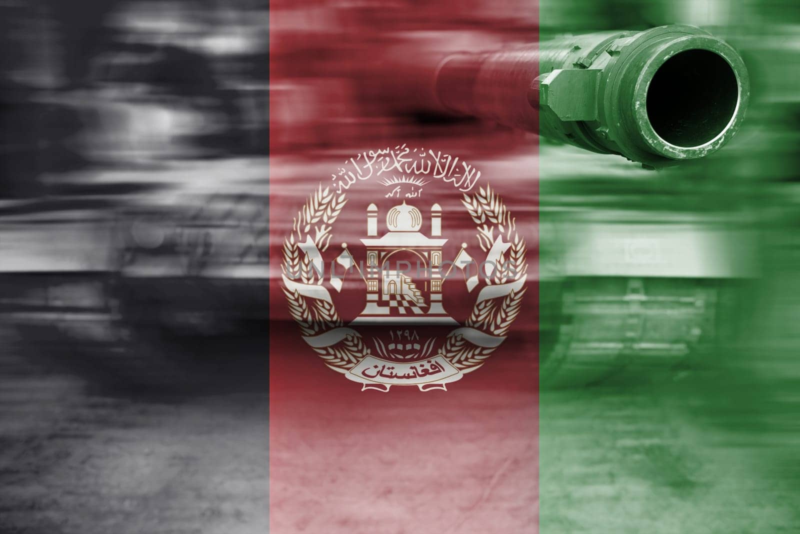 military strength theme,motion blur tank with afghanistan flag
