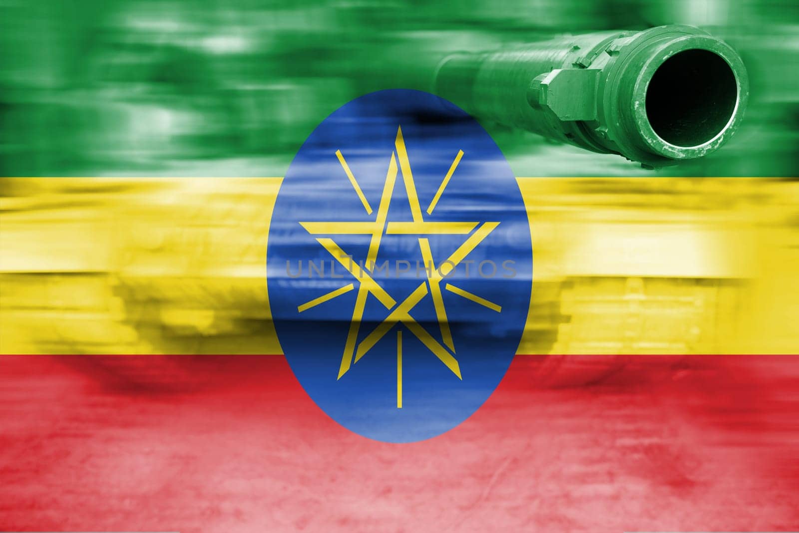 military strength theme,motion blur tank with ethiopia flag