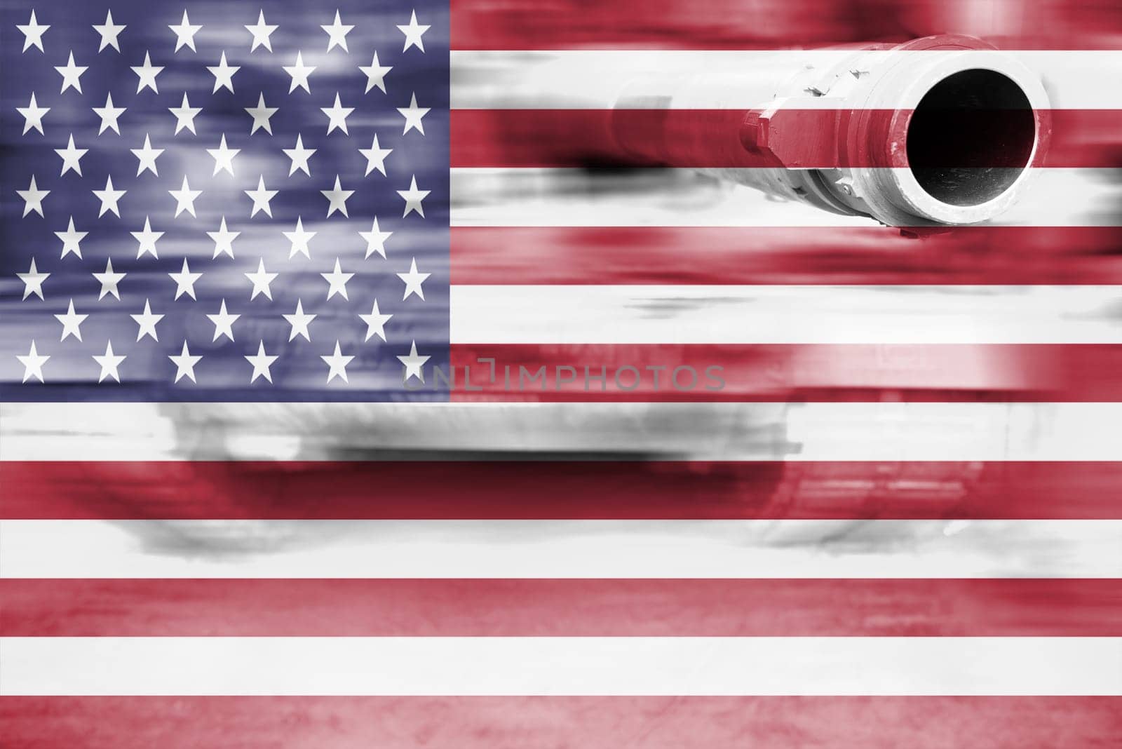military strength theme,motion blur tank with usa flag
