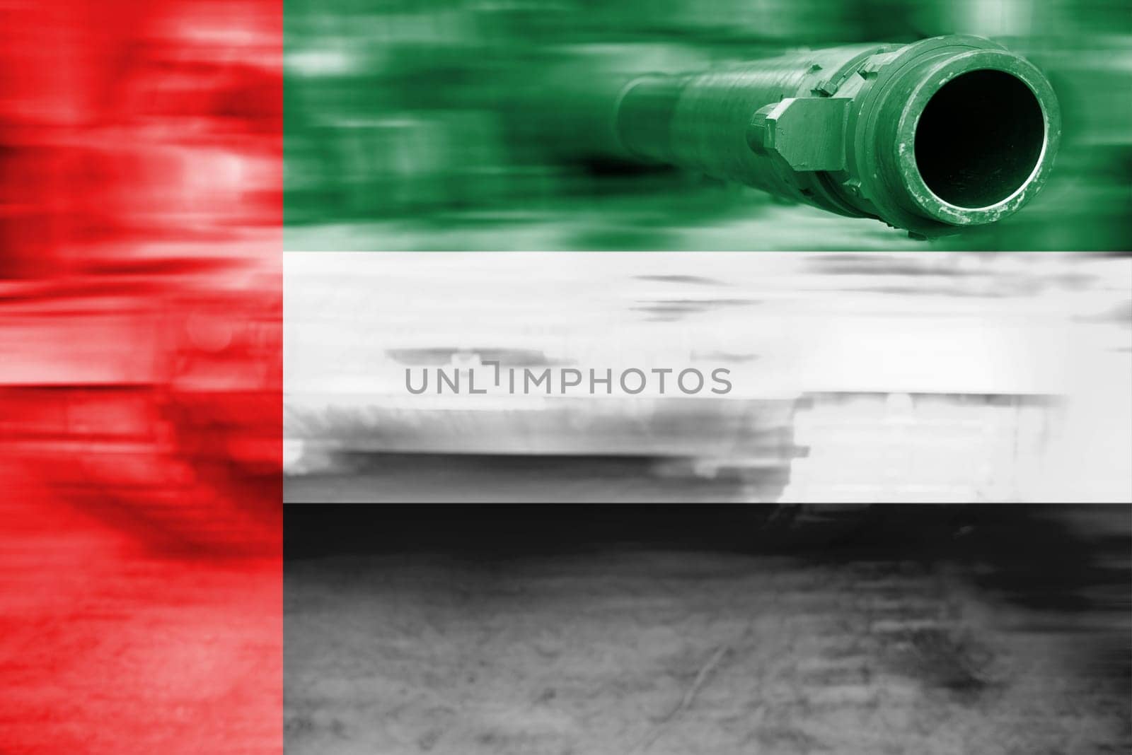 military strength theme,motion blur tank with united arab emirates flag