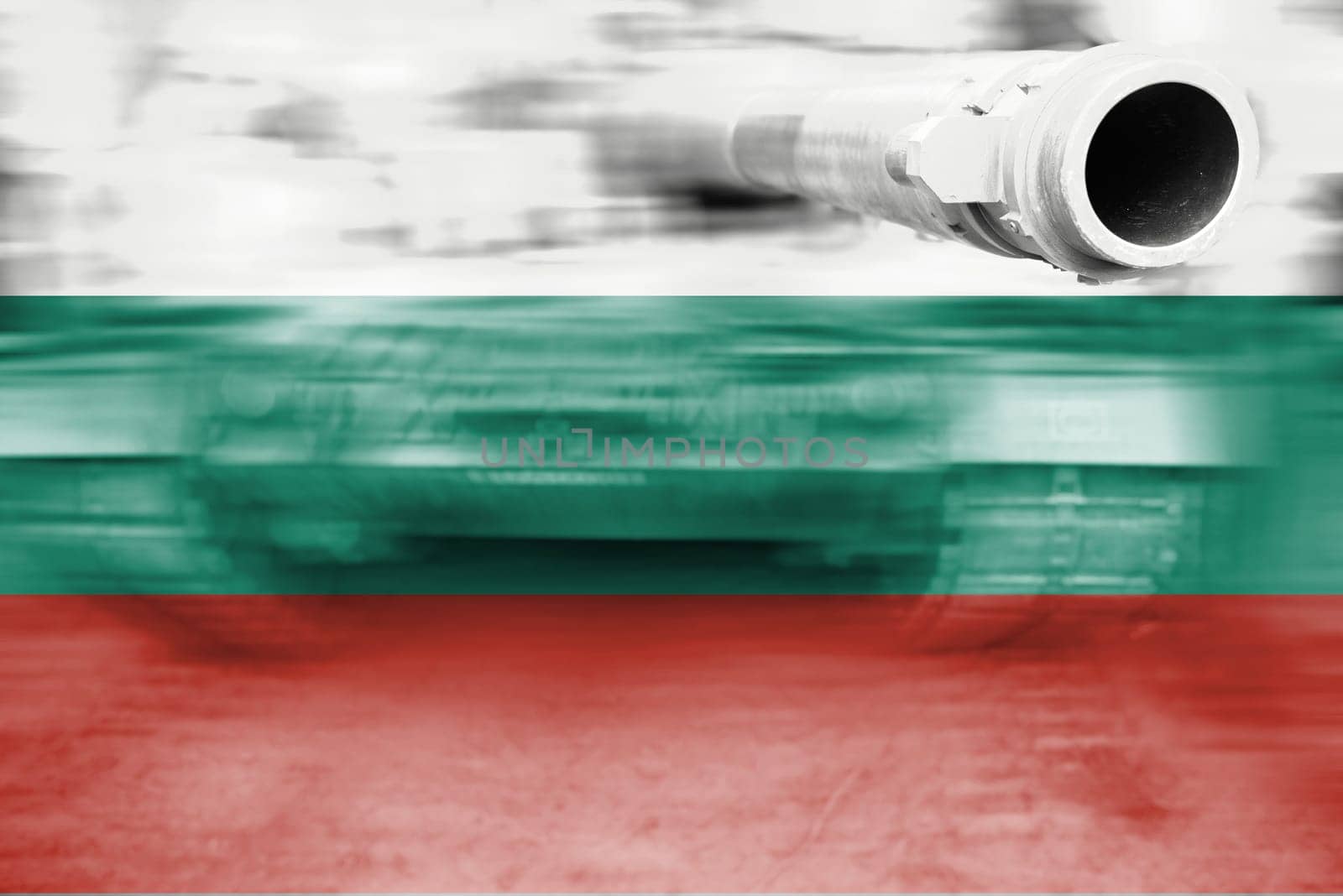 military strength theme,motion blur tank with bulgaria flag