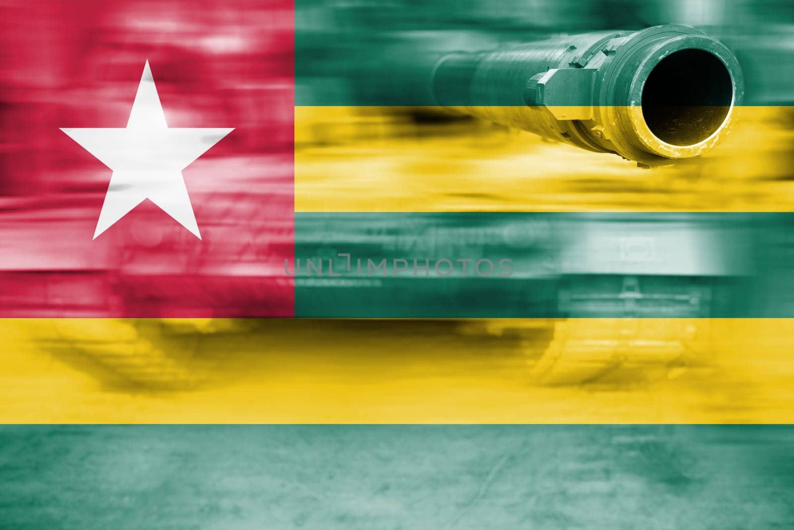 military strength theme,motion blur tank with togo flag
