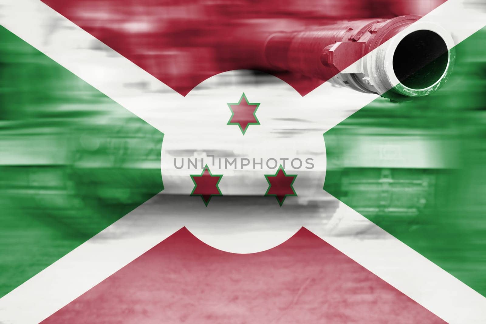 military strength theme,motion blur tank with burundi flag