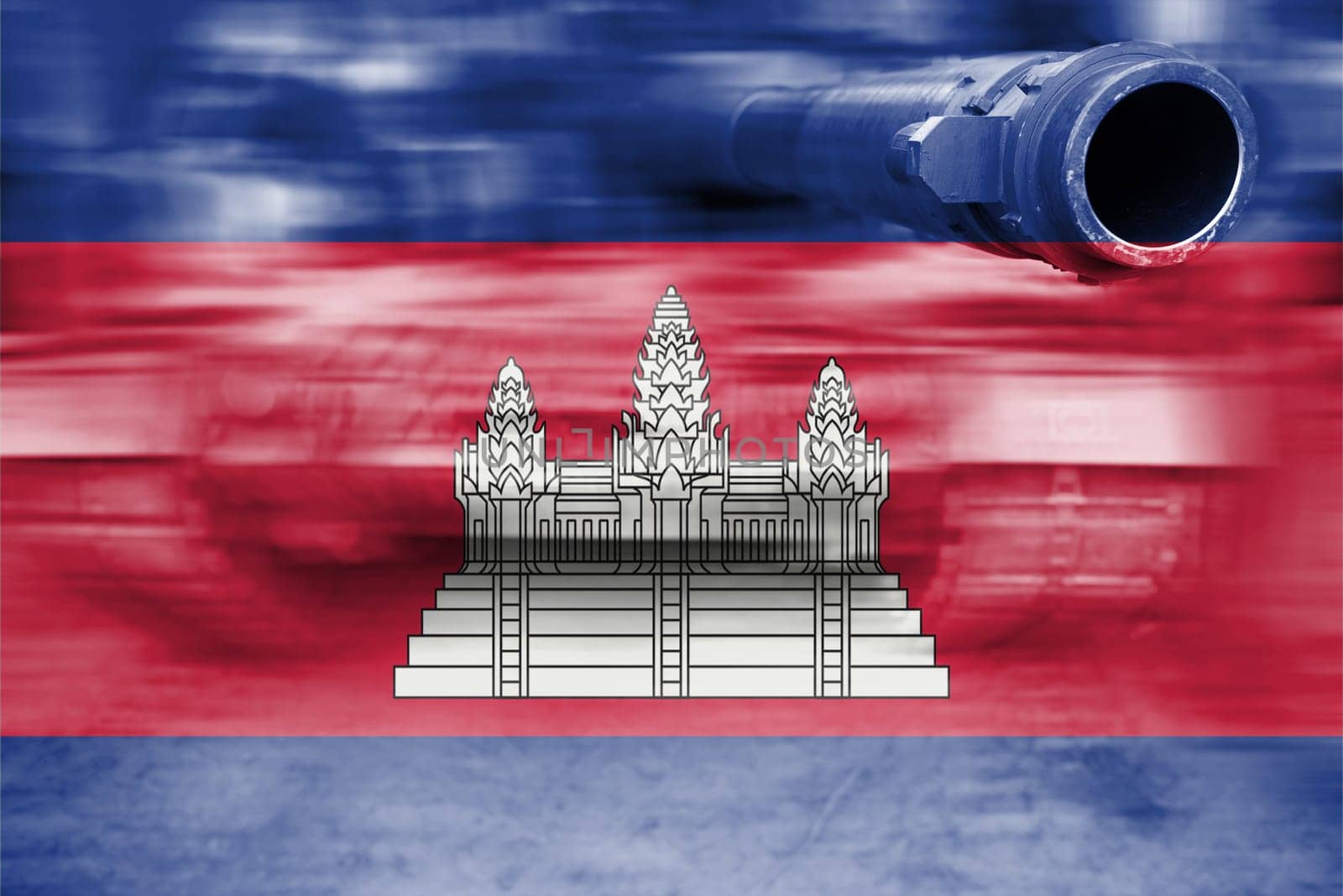 military strength theme,motion blur tank with cambodia flag