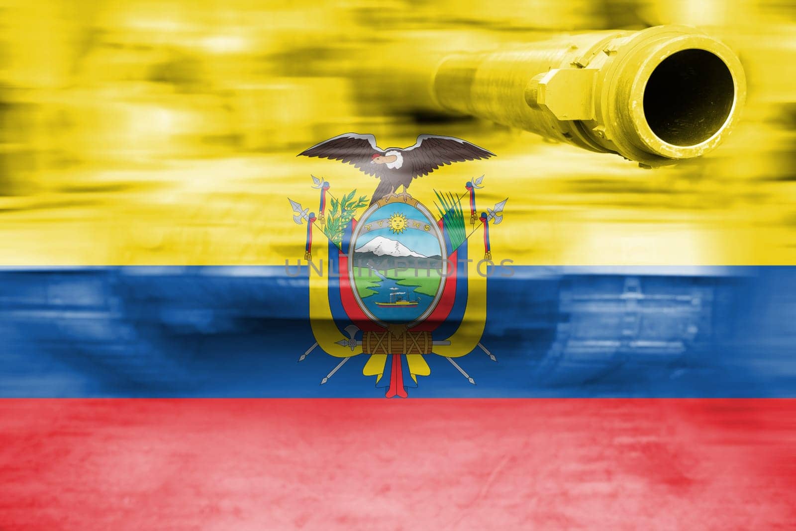 military strength theme,motion blur tank with ecuador flag