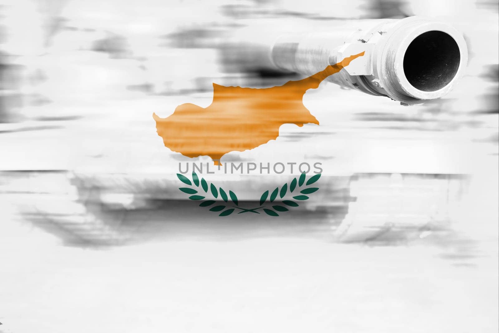 military strength theme,motion blur tank with cyprus flag