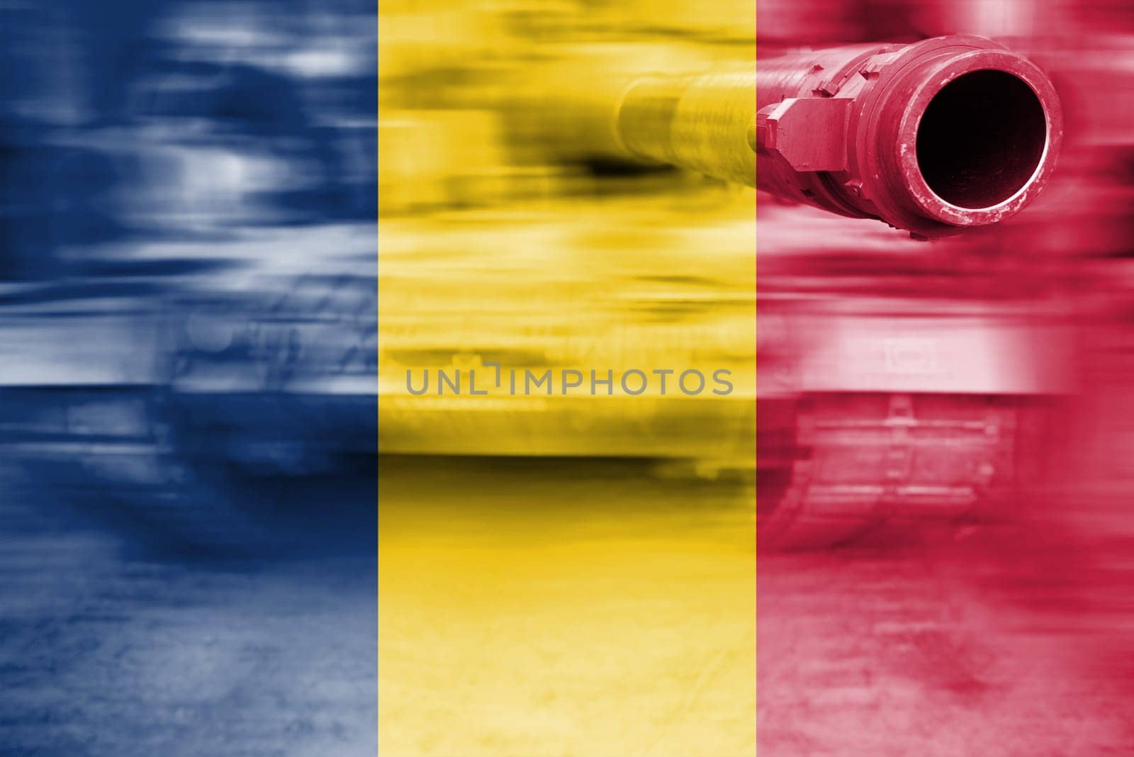 military strength theme,motion blur tank with chad flag