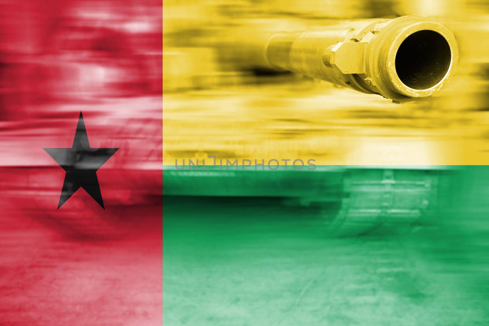 military strength theme,motion blur tank with guinea-bissau flag