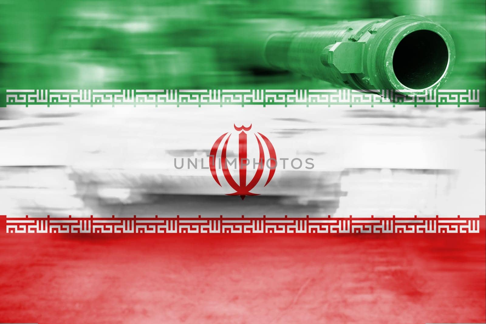 military strength theme,motion blur tank with iran flag