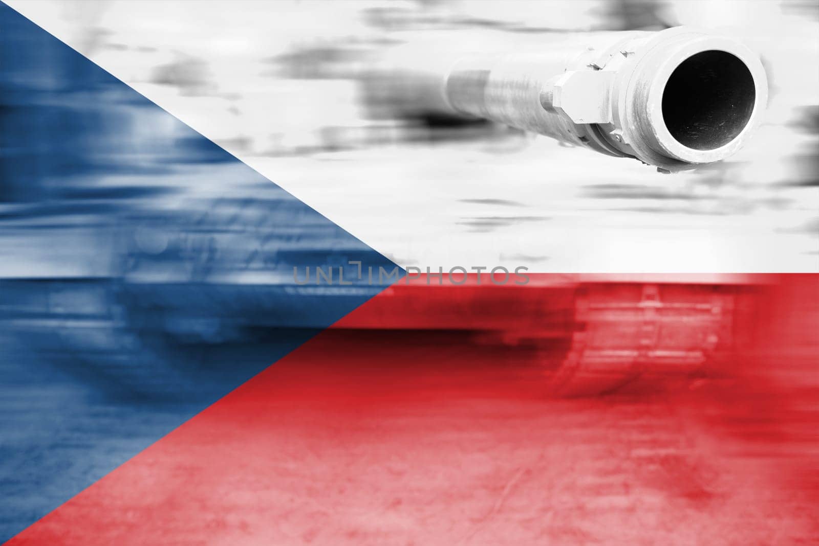 military strength theme,motion blur tank with czech republic flag