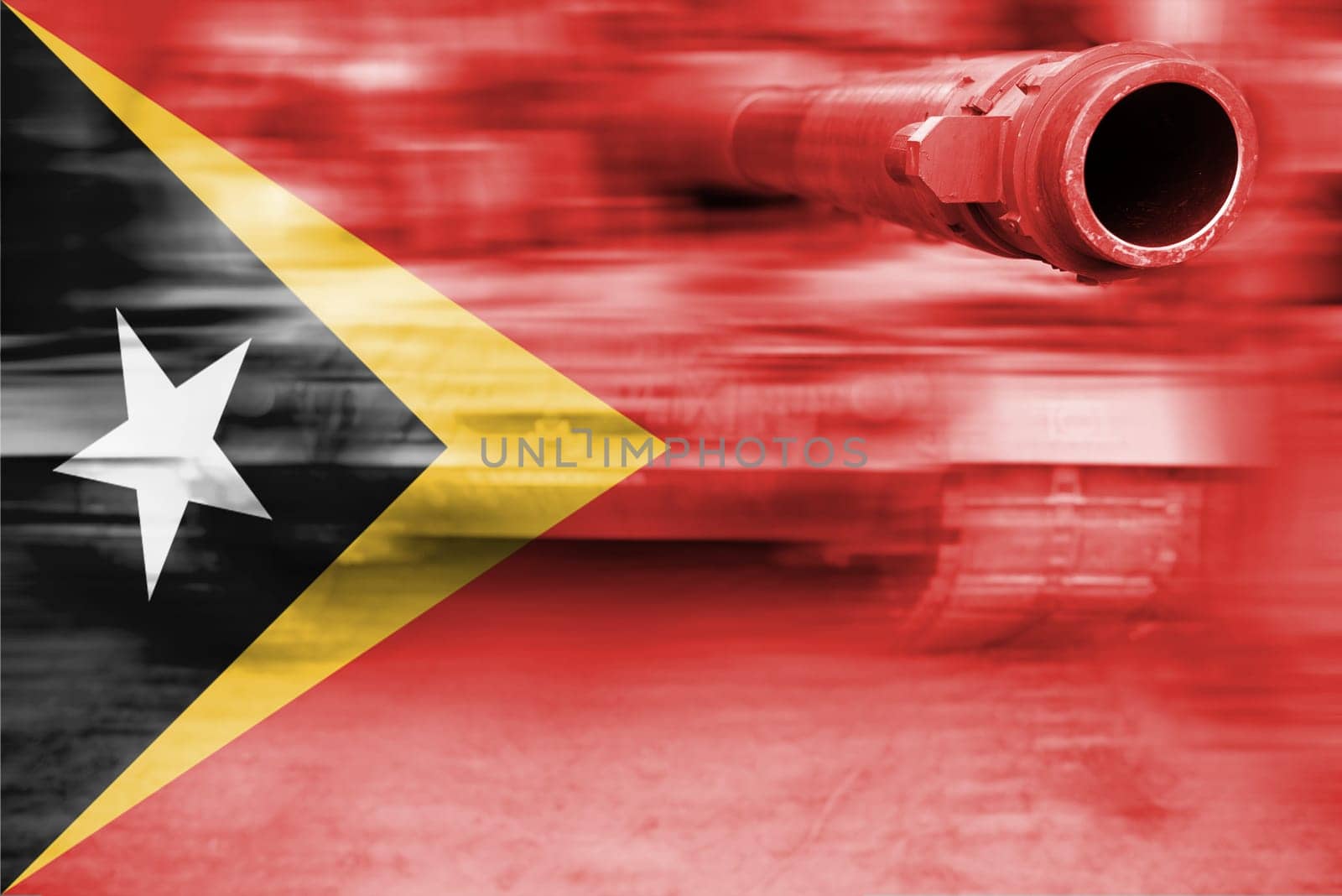 military strength theme,motion blur tank with timor-leste flag