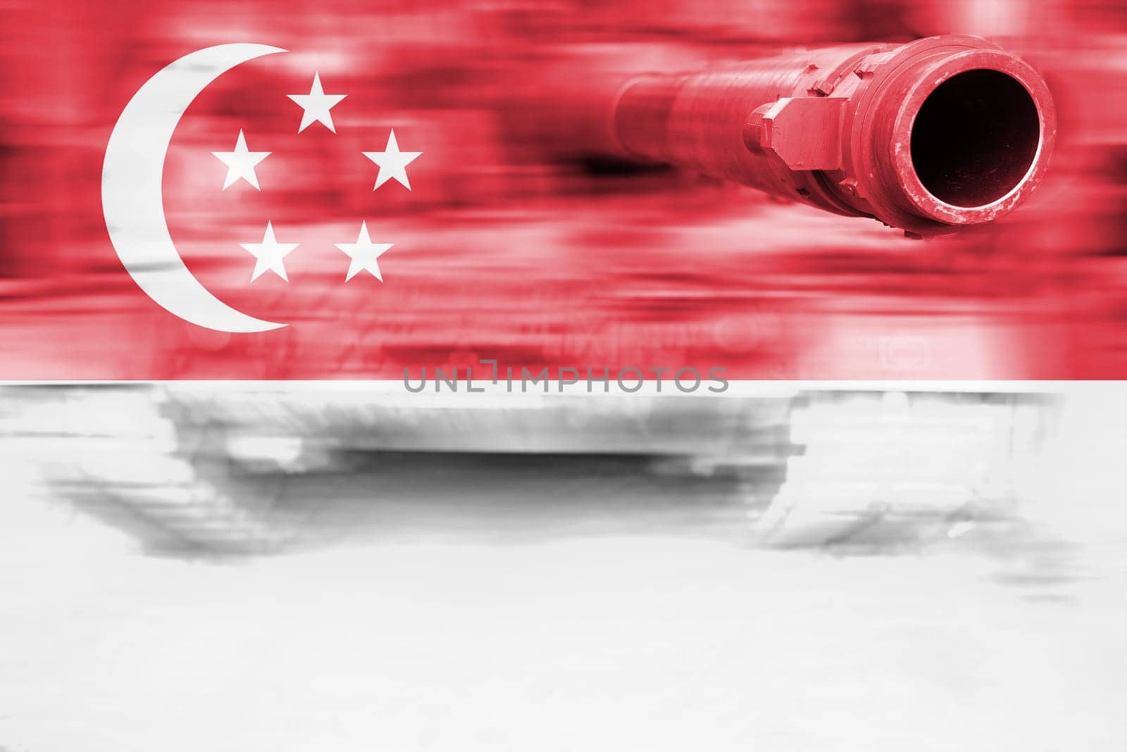 military strength theme,motion blur tank with singapore flag