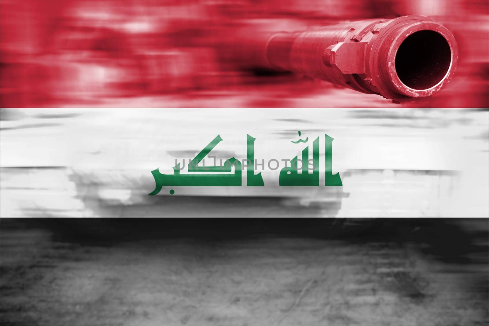 military strength theme,motion blur tank with iraq flag