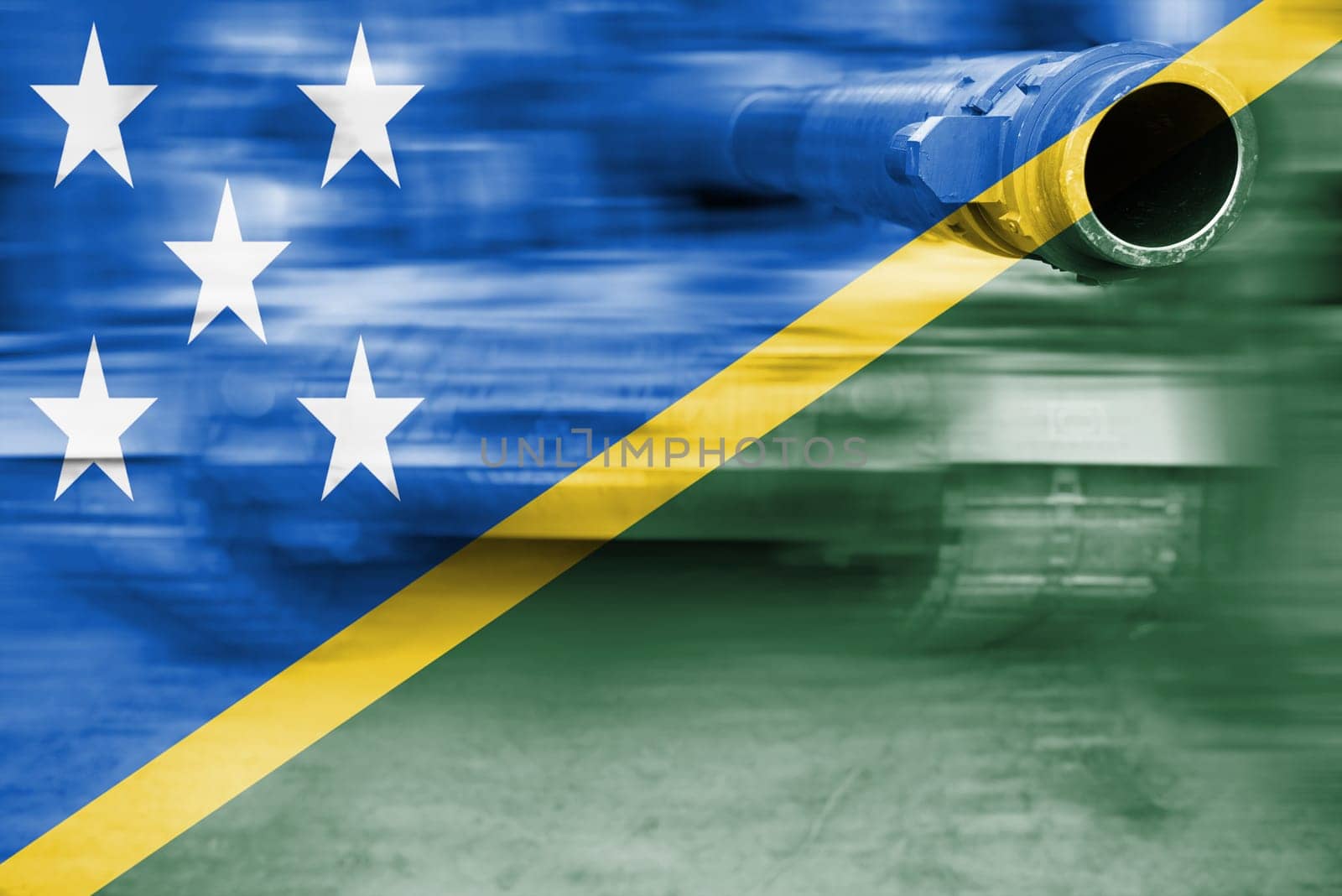 military strength theme,motion blur tank with solomon islands flag
