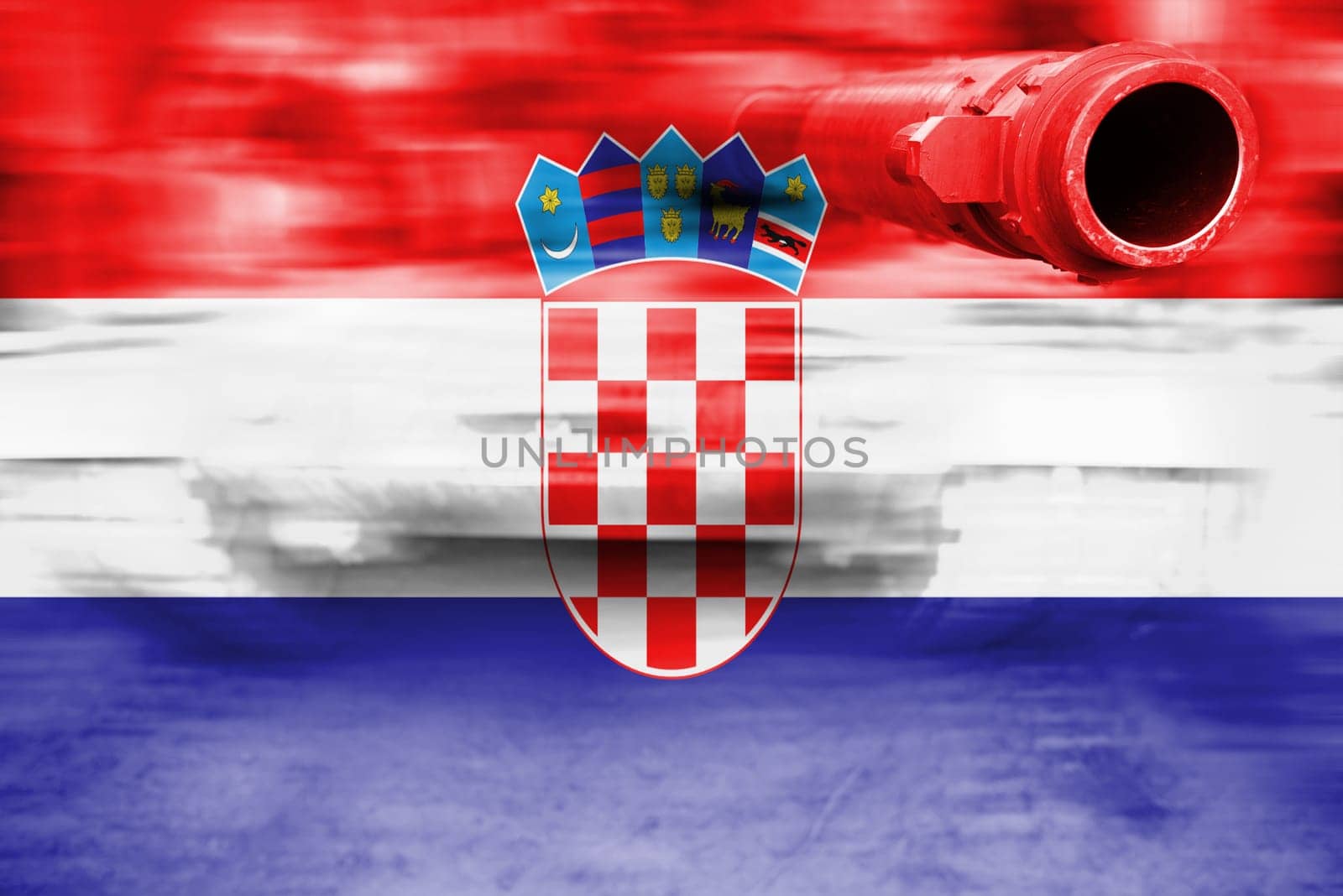 military strength theme,motion blur tank with croatia flag