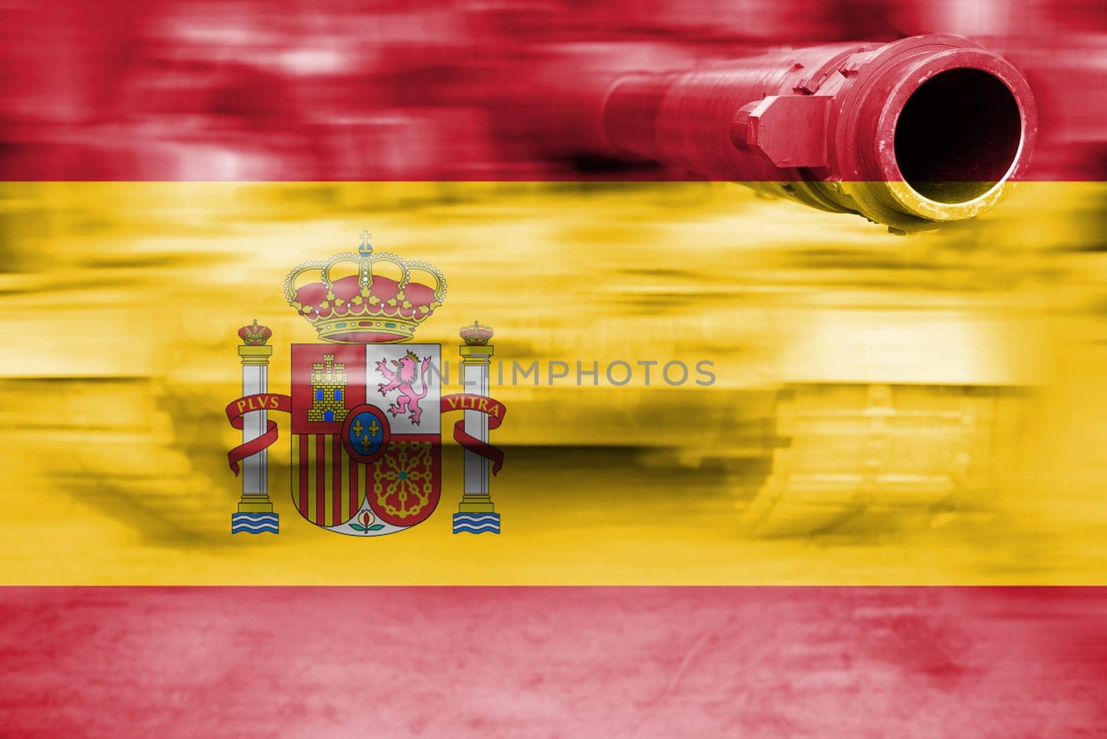 military strength theme,motion blur tank with spain flag