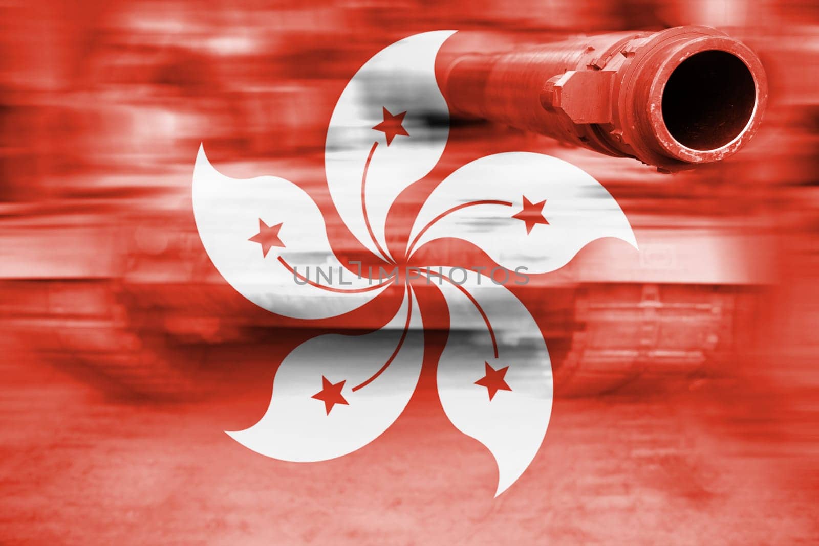 military strength theme,motion blur tank with hong kong flag