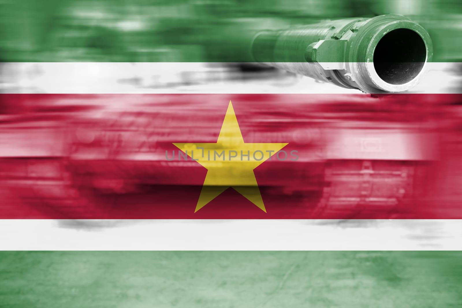 military strength theme,motion blur tank with suriname flag