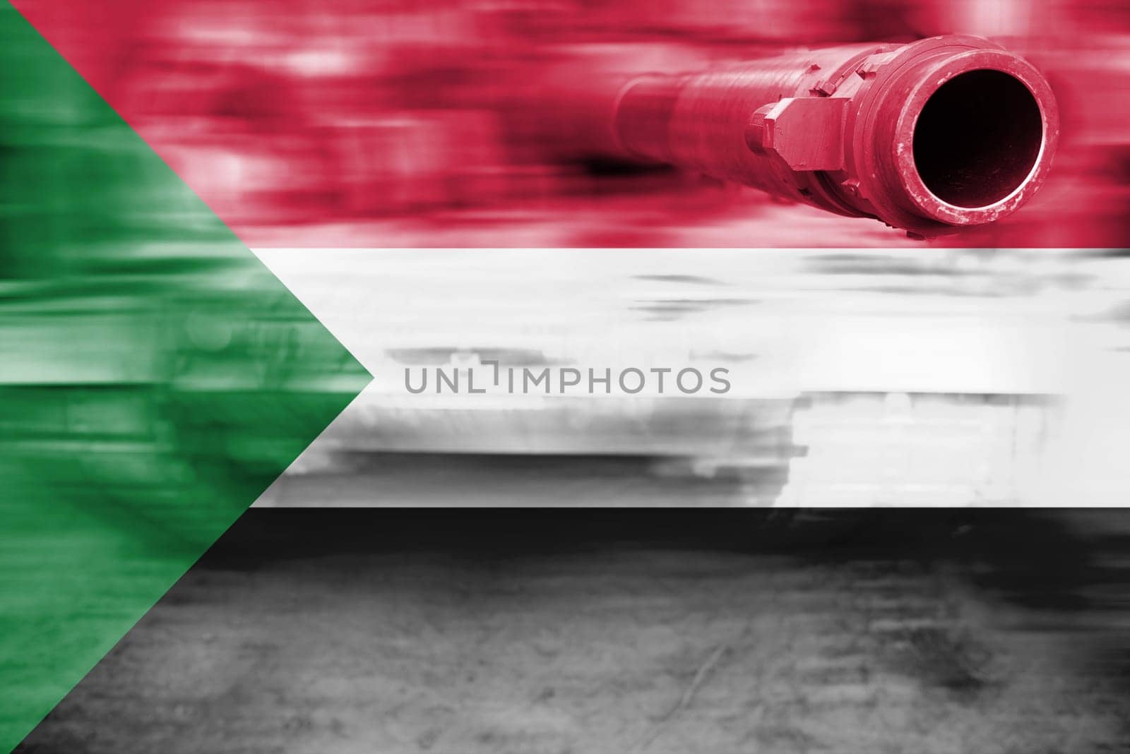 military strength theme,motion blur tank with sudan flag