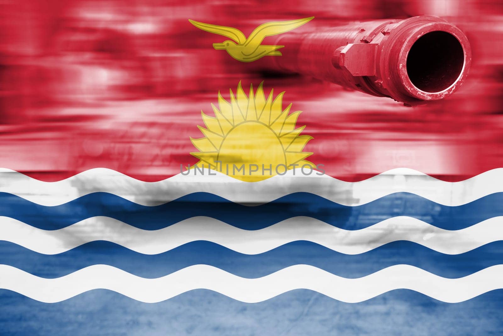 military strength theme,motion blur tank with kiribati flag