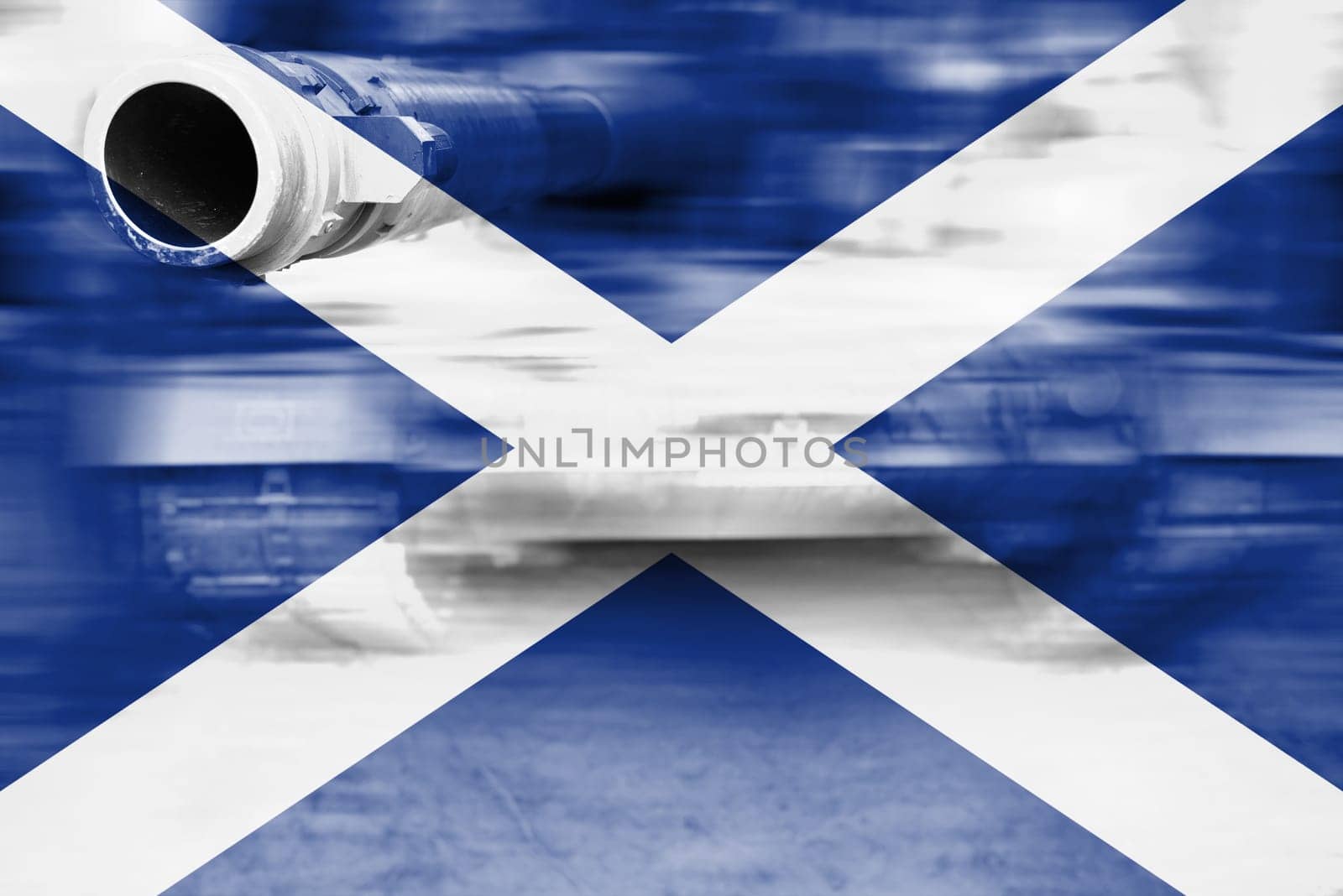 military strength theme,motion blur tank with scotland flag