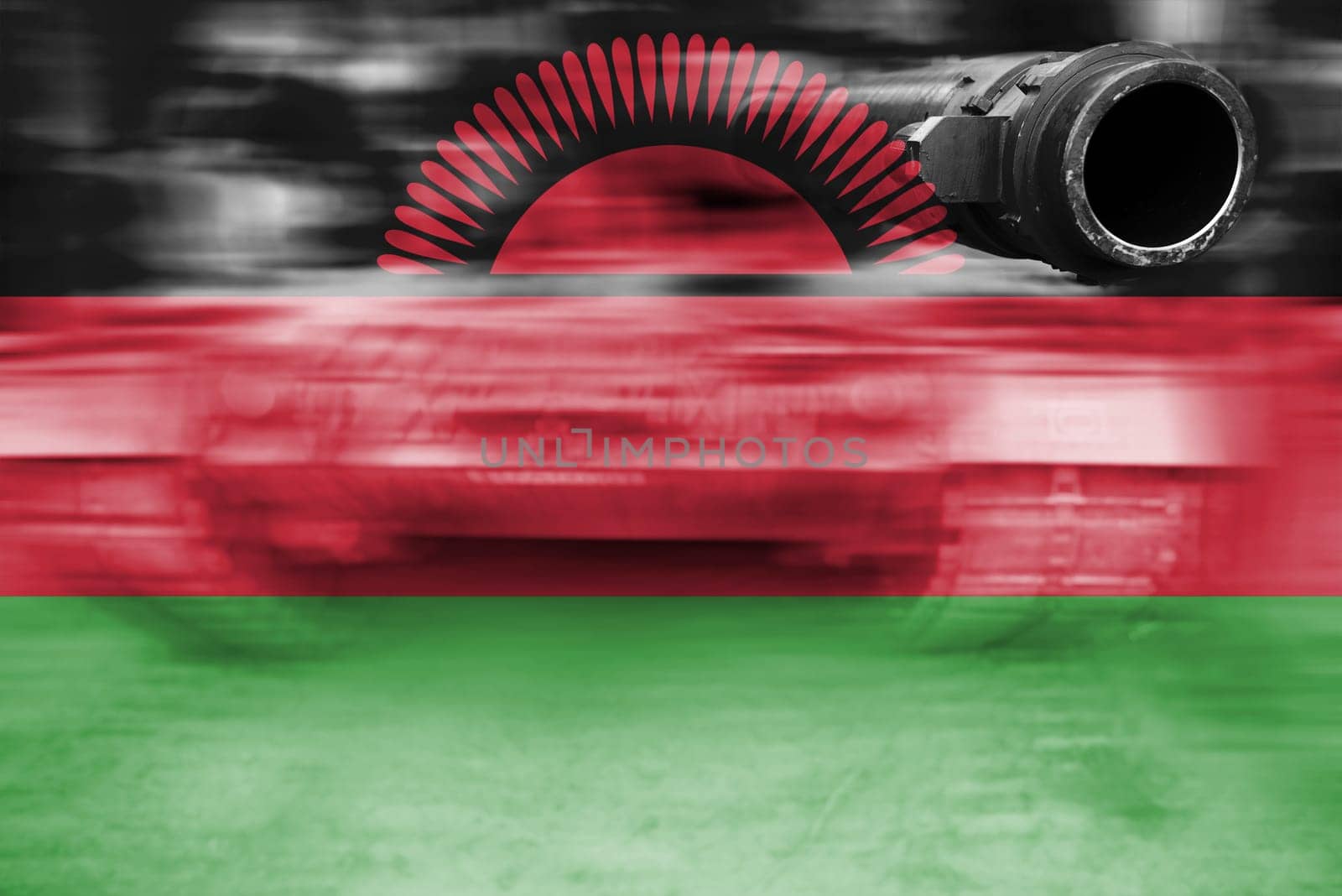 military strength theme,motion blur tank with malawi flag