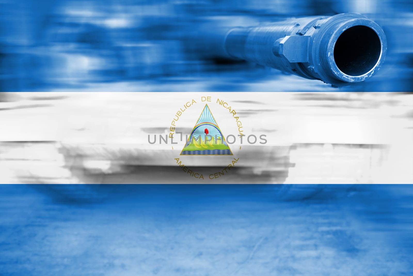 military strength theme,motion blur tank with nicaragua flag