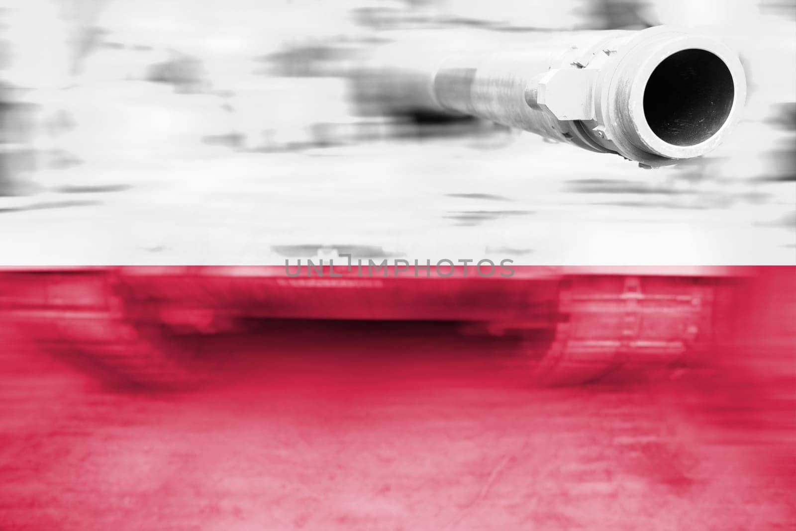 military strength theme,motion blur tank with poland flag