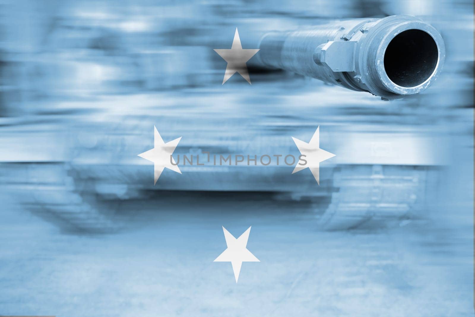 military strength theme,motion blur tank with micronesia flag