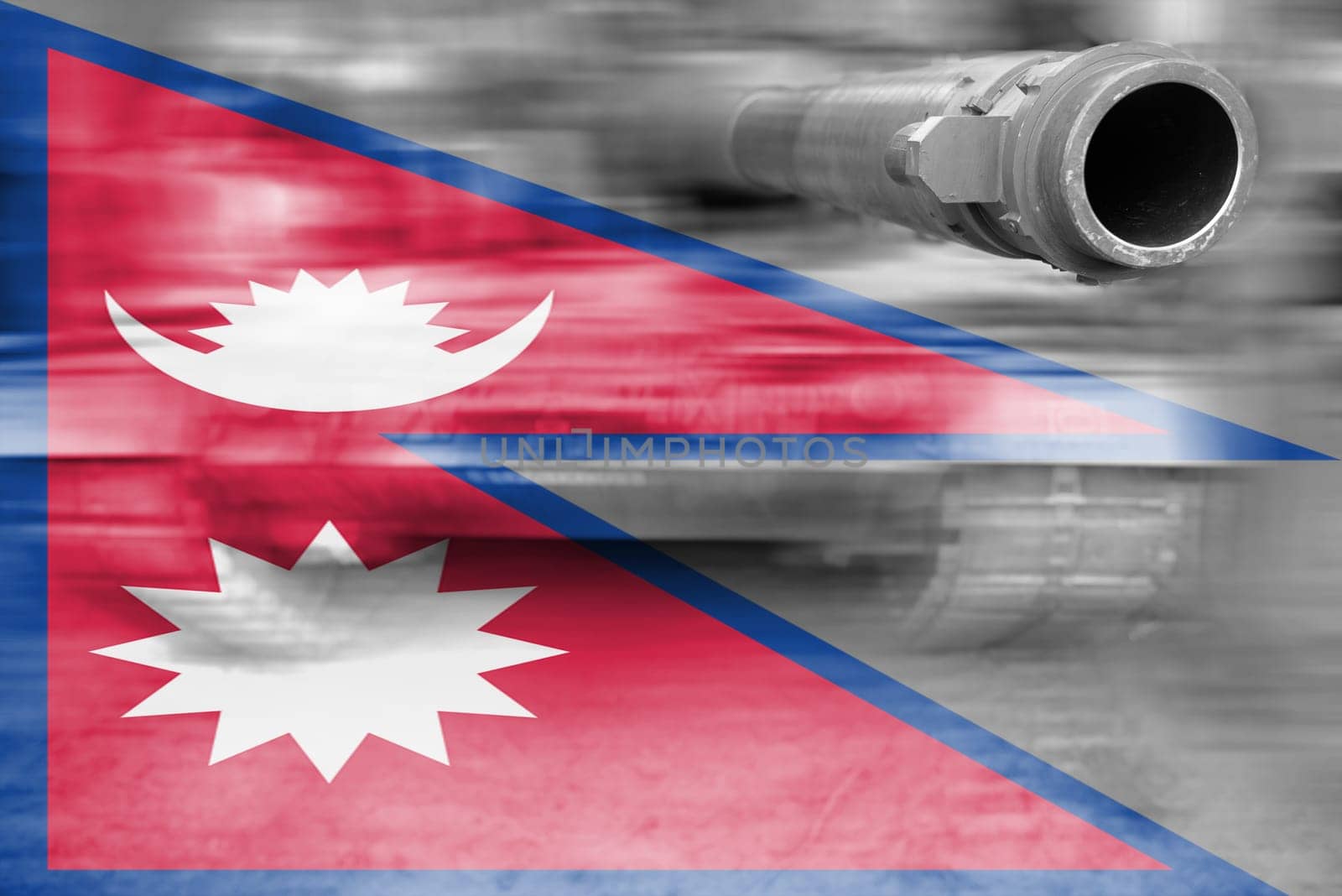 military strength theme,motion blur tank with nepal flag