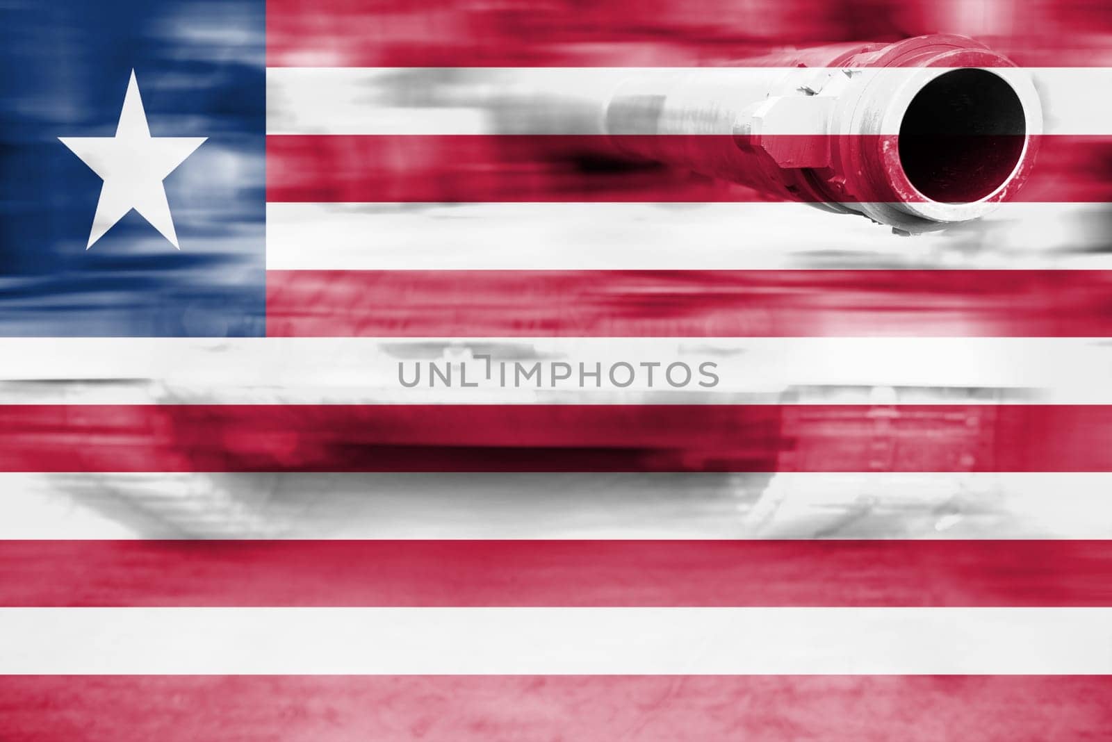 military strength theme,motion blur tank with liberia flag