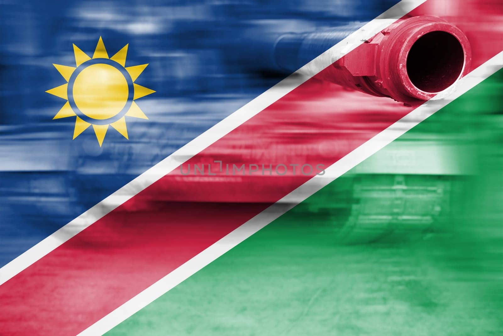 military strength theme,motion blur tank with namibia flag