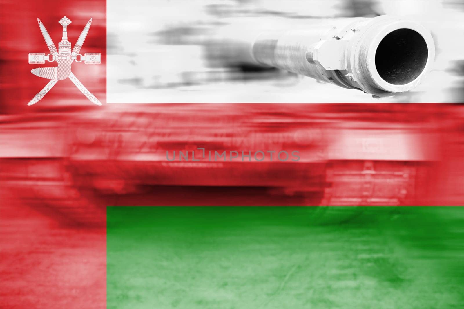 military strength theme,motion blur tank with oman flag