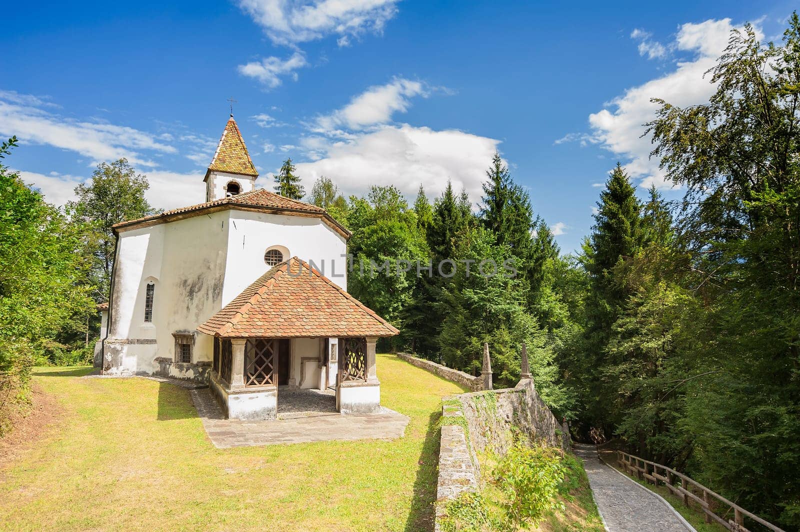 Small church of 14 century Friulian Alps, Italy.